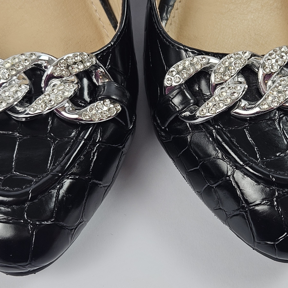 Cato Comfort Black Crocodile Slingback Heels 8M - Picture 5 of 11